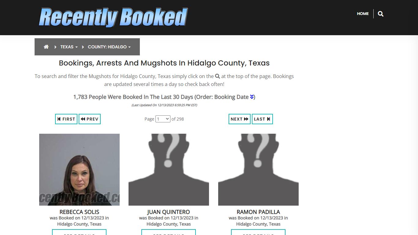 Recent bookings, Arrests, Mugshots in Hidalgo County, Texas